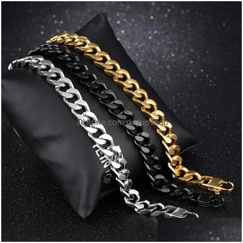 Chain Stainless Steel Snake Bone Chain Bracelet Gold Hip Hop Cuban Link Bracelets For Women Men Fashion Jewelry Drop Delivery Jewelry Dhvac