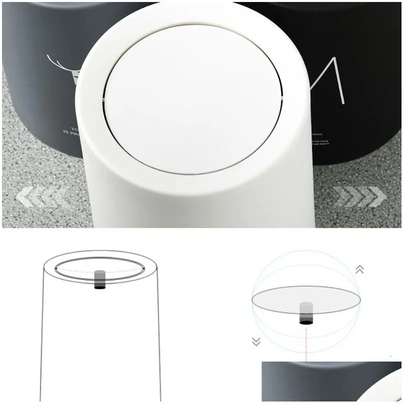 Waste Bins 8L Nordic Simple Plastic Trash Can Office Bathroom Kitchen Bin Living Room Bedroom Garbage Household With Lid Drop Deliver Dhebi