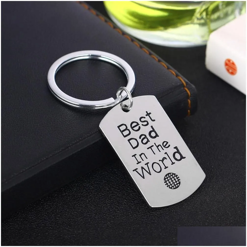 Key Rings 12 Pcs/Lot Best Dad In The World Charm Keychain Family Men Son Daughter Father S Day Gift Key Ring Papa Daddy Car Keyring J Dhthr