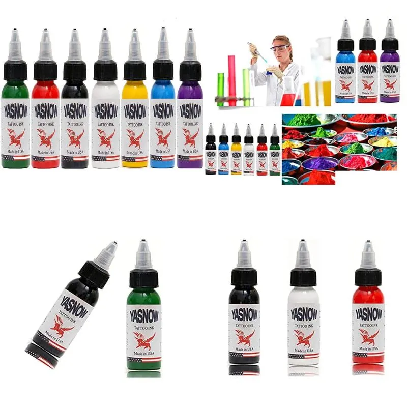 Tattoo Inks Permanent Makeup Pigment Color Tattoo Ink Kit 7 Colors Set 30Ml Drop Delivery Health Beauty Tattoos Body Art Dhzhm