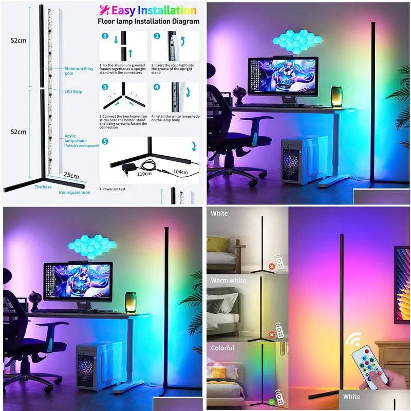 Floor Lamps Rgb Bedroom Led Atmosphere Night Lamp Light Living Rom Decor Indoor Standing For Home Decoration8705772 Drop Delivery Dhrog