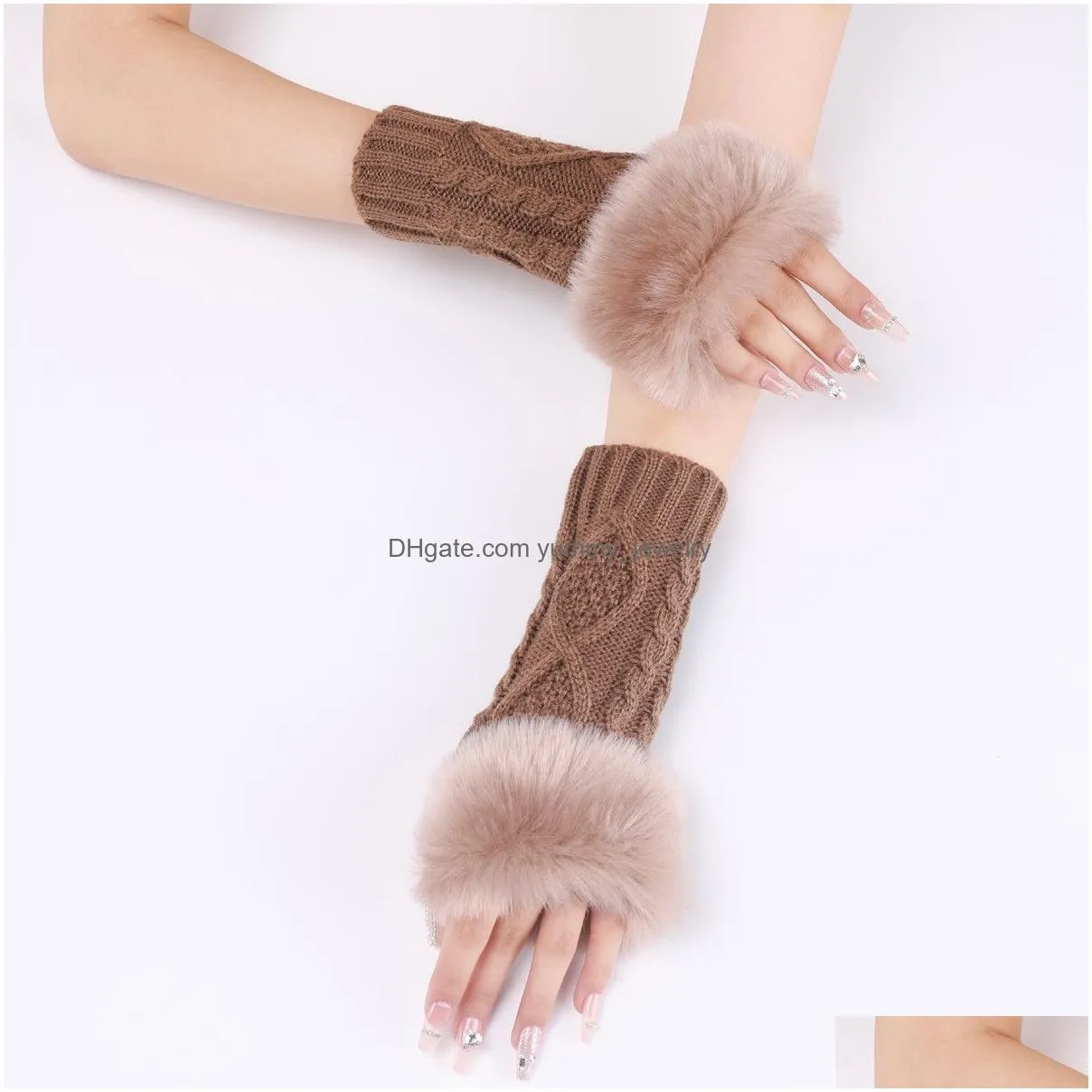 Fingerless Gloves Knitting Short Gloves Winter Warm Cloghet Arm Fingerless Er Mittens Cuff For Drop Delivery Fashion Accessories Hats, Dhtzu