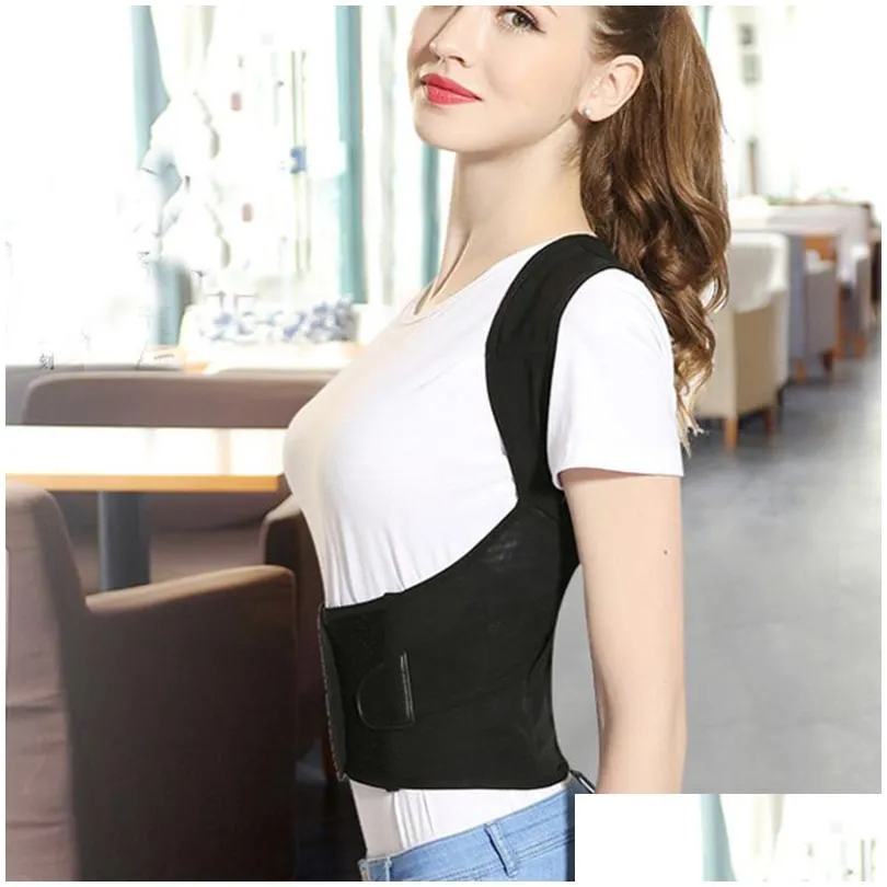 Body Braces & Supports Body Braces Supports Adjustable Back Posture Corrector Therapy Corset Adt Clavicle Spine Shoder Lumbar Brace Tr Dhe6H