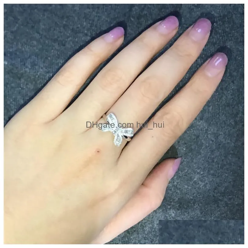 choucong arrival luxury jewelry 925 sterling silver t princess cut white topaz cz diamond party butterfly women wedding band