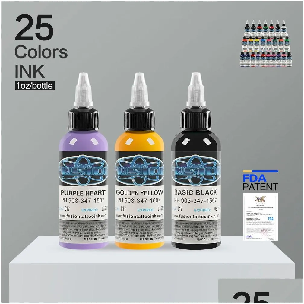 Tattoo Inks High Quality Tattoo Ink Set 1 Oz30Ml/Bottle Permanent Microblading Pigment Tattooist Supplies 25 Pack Drop Delivery Health Dhx8U