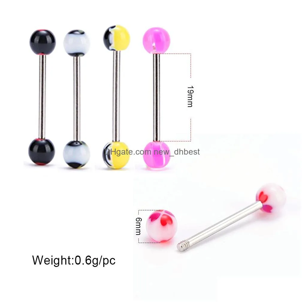 Nose Rings & Studs 10Pcs/Set Color Mixing Fashion Body Piercing Jewelry Acrylic Stainless Steel Eyebrow Bar Lip Nose Barbell Ring Nav Dhiht