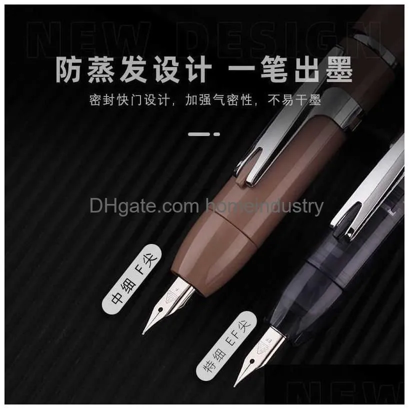 Fountain Pens Wholesale Lanbitou Press-Type Fountain Pen Plastic Ink Ef/F Nib Converter Filler Stationery Office School Supplies Writi Dhjui