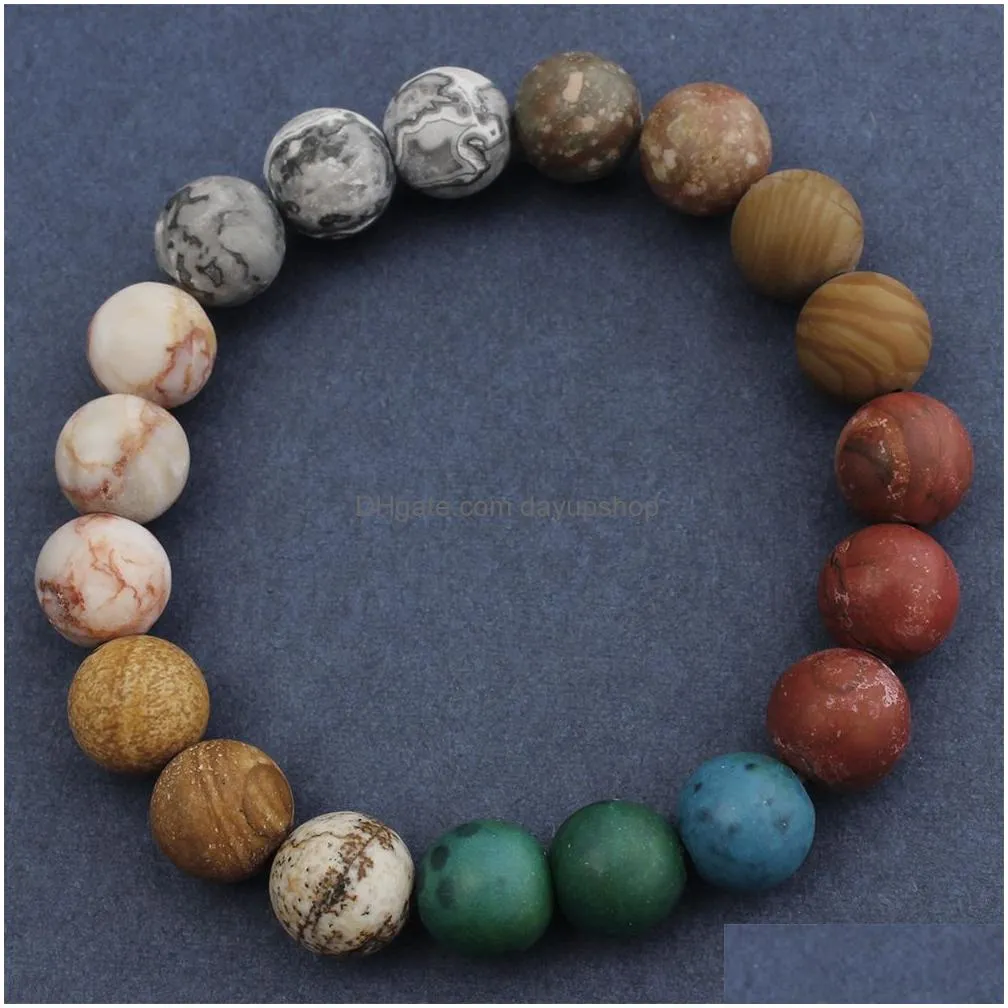 Beaded Update 10Mm Universe Natural Stone Agate Bracelet Stretch Beaded Bracelets For Women Men Fashion Jewelry Drop Delivery Jewelry Dh8No