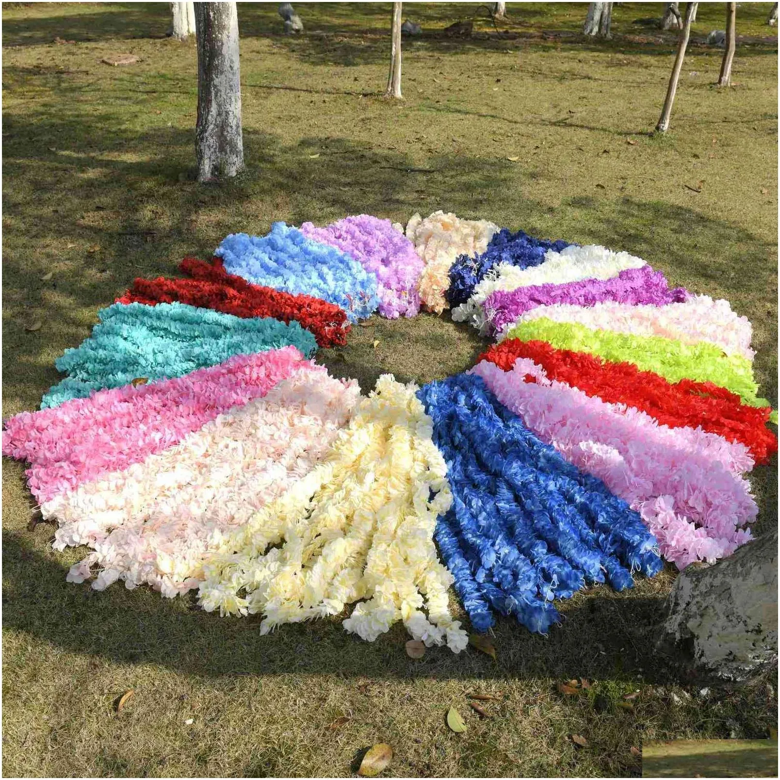 Decorative Flowers & Wreaths 20Pcs 1M/2M Wisteria Garland Artificial Silk Flower Vine For Home Wedding Garden Decoration Rattan Hangin Dhiu2