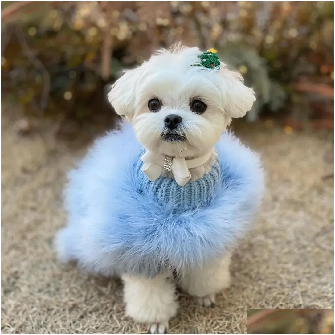 Dog Apparel Colorf Puppy Clothes Designer Small Cat Luxury Sweater Schnauzer Yorkie Poodle Fur Coat 230301 Drop Delivery Dhfm7