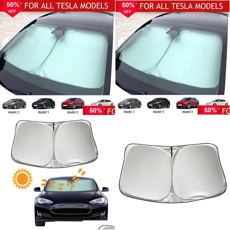 Other Interior Accessories New For Tesla Model 3 Y X S Car Front Windshield Sunsn Window Visor Sun Shade Blocks Uv Rays Protection Par Dhqvl