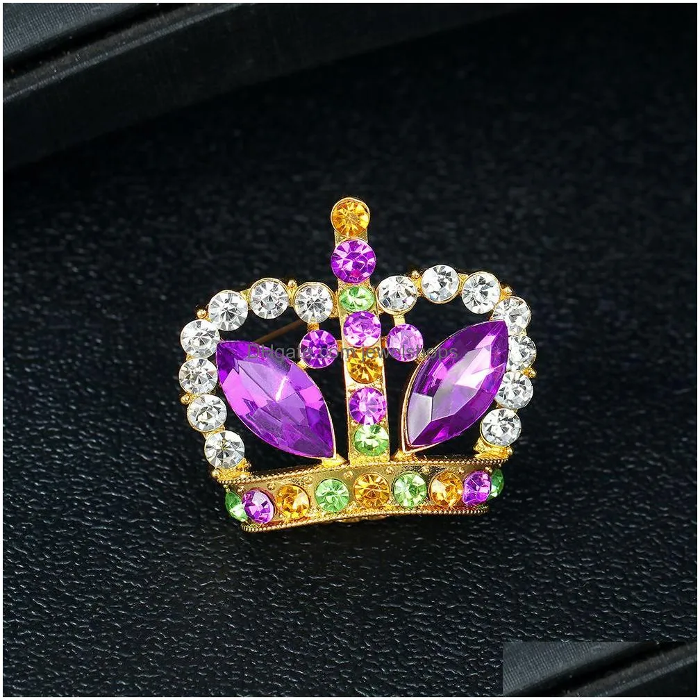 Pins, Brooches New Crystal Rhinestone Princess Queen Crown Brooch Pin Tiara Brooches For Women Girls Wedding Party Banquet Birthday D Dh3Md