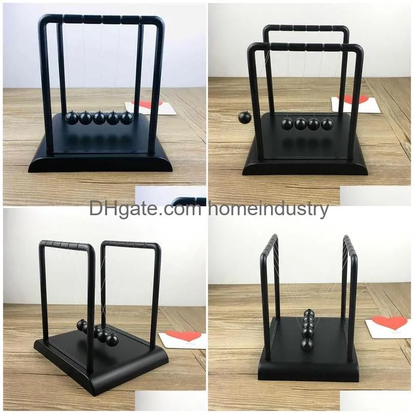 Arts And Crafts All Black Ton Pendum Physical Model Tons Cradle Office Desk Decoration Accessories Study Toys Gift For Children 210727 Dh6Im