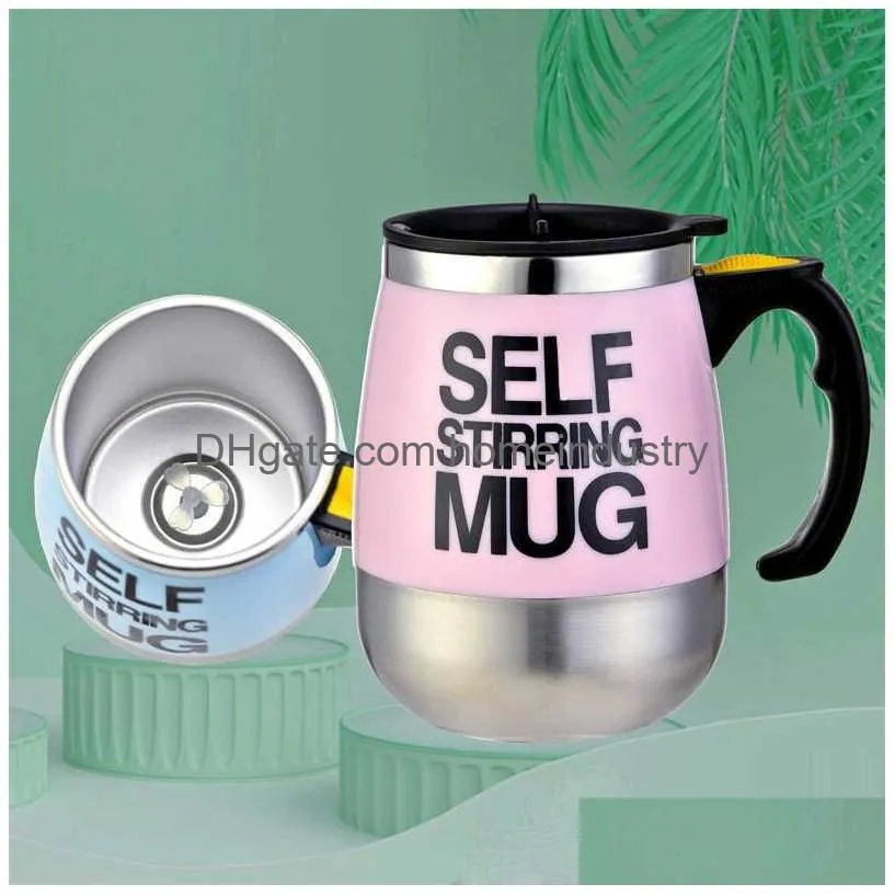 Mugs Electric Self Stirring Coffee Mug Cup Matic Mixing Spinning Stainless Steel Home Office Travel Mixer Milk Drop Delivery Home Gard Dhgk3