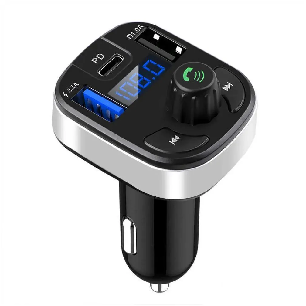 Car Other Auto Electronics New Kebidu Bluetooth 5.0 Fm Transmitter Hands- Radio Mp3 Aux Adapter Usb Pd  Type-C Fast Drop Delive Dhgqc