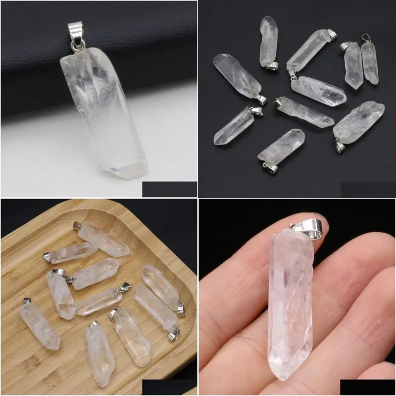 Charms Natural Gem Stone Charms White Crystal Irregar Shape Pendant Reiki Healing Energy Jewelry Making Necklace Drop Delivery Jewelry Dh8Kh