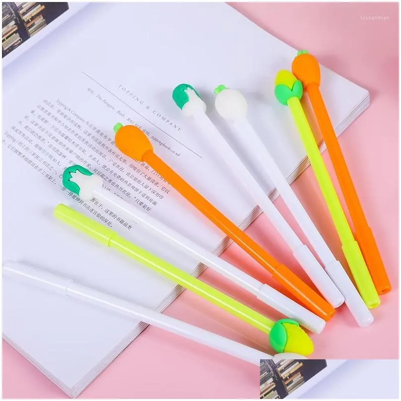 wholesale 20pcs vegetable soft gel pen black 0.5mm corn cabbage and radish stereo water-based office stationery student exam prize