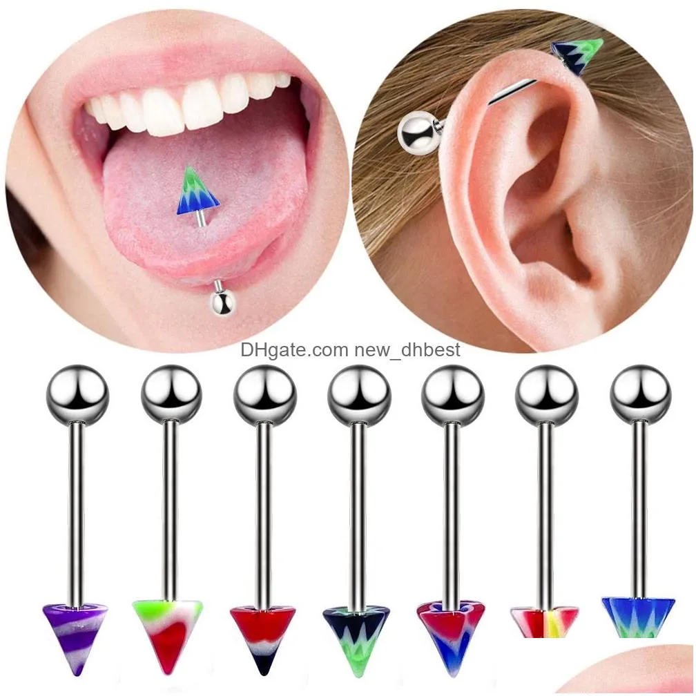 Nose Rings & Studs 10Pcs/Set Color Mixing Fashion Body Piercing Jewelry Acrylic Stainless Steel Eyebrow Bar Lip Nose Barbell Ring Nav Dhiht