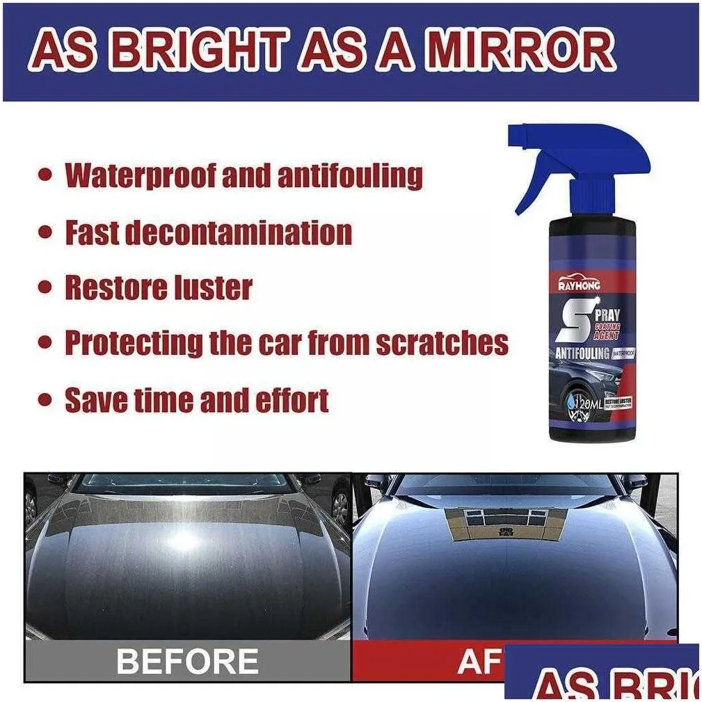 Other Auto Parts New 120Ml Quick-Acting Coating Agent Liquid Nano Ceramic Car Polish Anti Paint Hydrophobic Spray Wax Scratch Prote Y9 Dhdrg