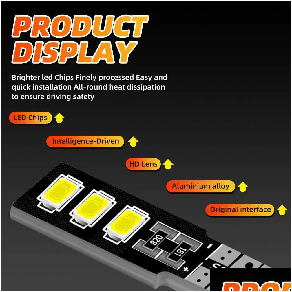 Decorative Lights New 10Pcs Car Signal Lamp W5W T10 Led Bbs Canbus 5630 6Smd 12V 6000K 194 168 Ledclearance Lights Reading License Dro Dhdb3