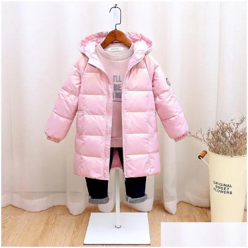 Down Coat Girls Babys Kids Jacket 2021 Warm Plus Thicken Winter Autumn Cotton Outerwear Hooded Childrens Clothing Drop Delivery Dhqol