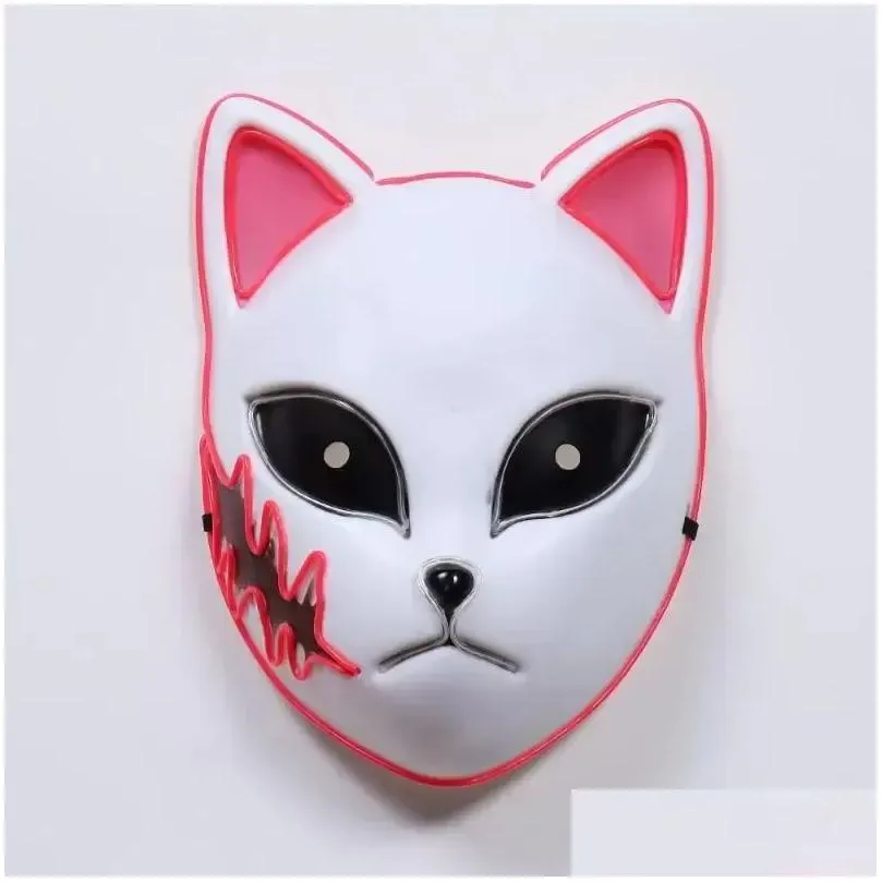 party masks demon slayer tanjirou mask sabito mascarilla anime makomo cosplay masques halloween costume mascaras led dhl ship
