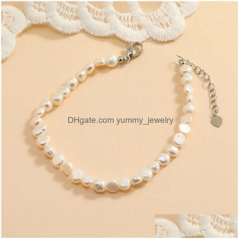 Charm Bracelets Women  Water Pearl Bracelet Freshwater Ctured Natural Baroque Jewelry Bangle Adjustable Bracelets Drop Delivery Dhthk