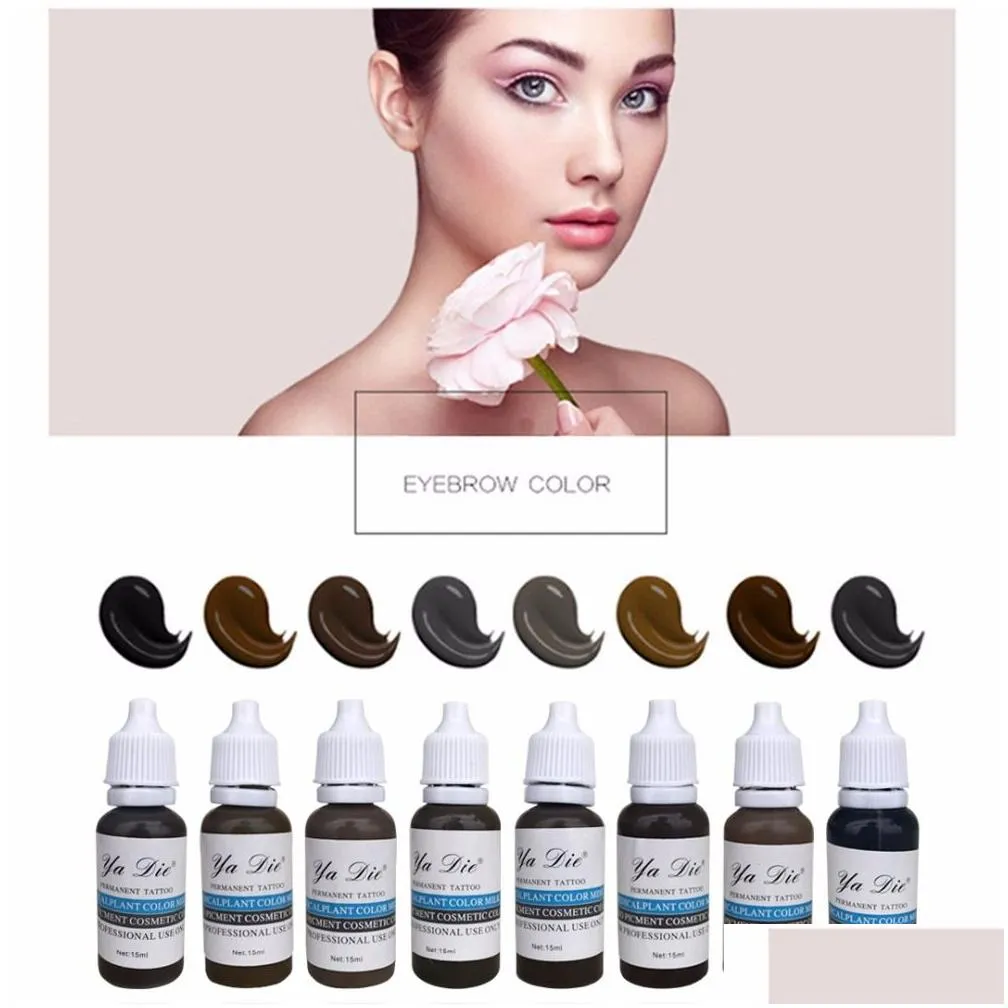 Tattoo Inks 16 Colors Permanent Makeup Micro Pigments Set Tattoo Ink Cosmetic 15Ml Kit For Eyebrow Lip Make Up Drop Delivery Health Be Dhqu3