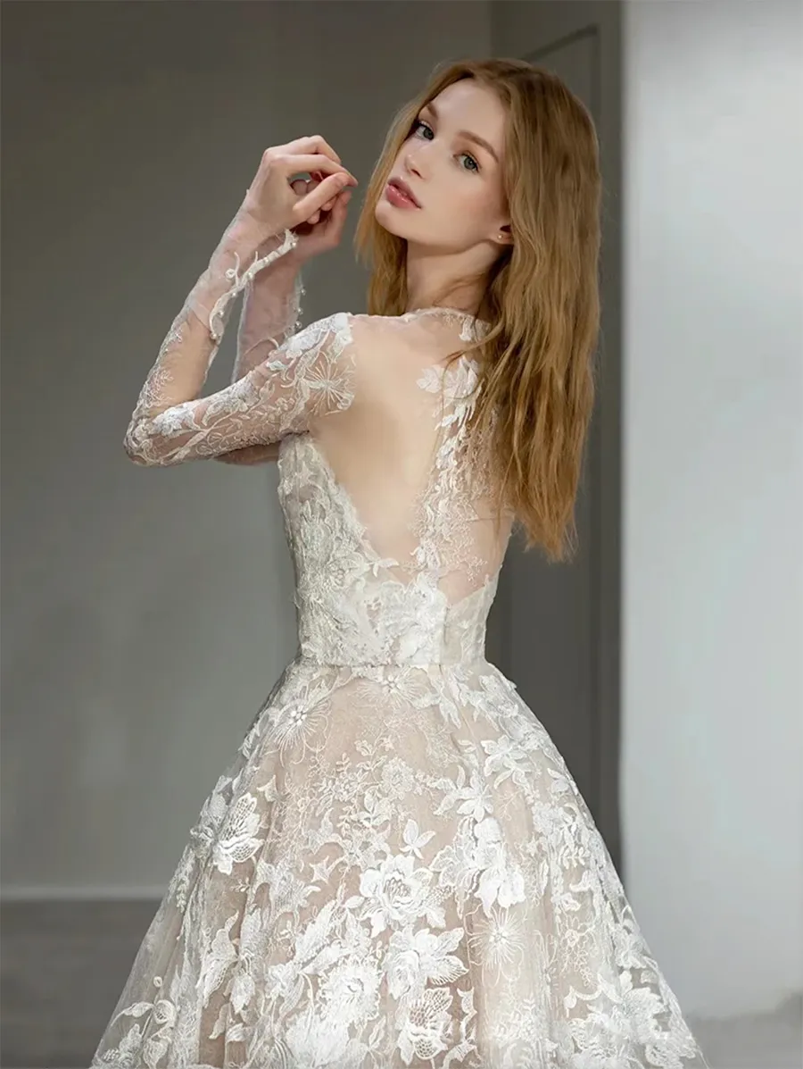 Newest Wedding Dress A-Line For Bride Princess Sweetheart With Detachable Full Sleeves Custom Made Plus Sizes Vestidos De Novias