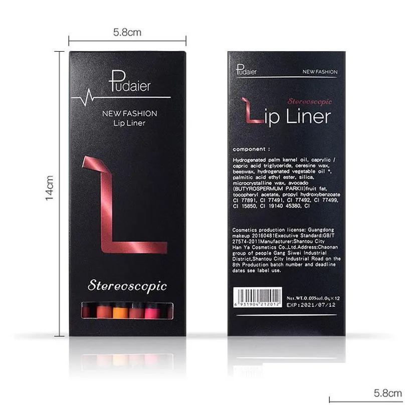 makeup pudaier lip liner matte set 12 colors waterproof lipliner pencil kit long lasting lipstick lip liner nude contour beauty tool