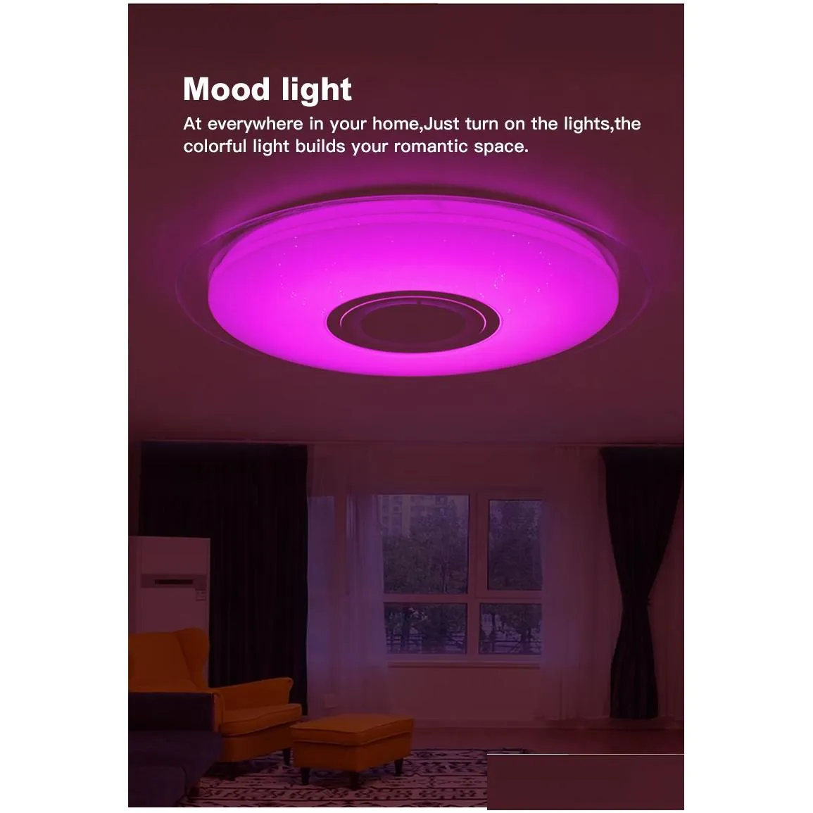 Ceiling Lights Modern Led Ceiling Lights Rgb Dimmable 25W 36W 52W App Remote Control Bluetooth Music Light Foyer Bedroom Smart Lamp282 Dh5Os