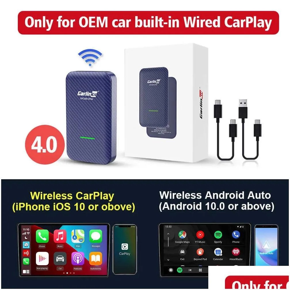 Car Tissue Box New Carlinkit 4.0 Wireless Android Adapter 3.0 2 In 1 For Appleaddandroid Carplay Ai Box Usb Dongle Vw Benz Kia Drop De Dhuct