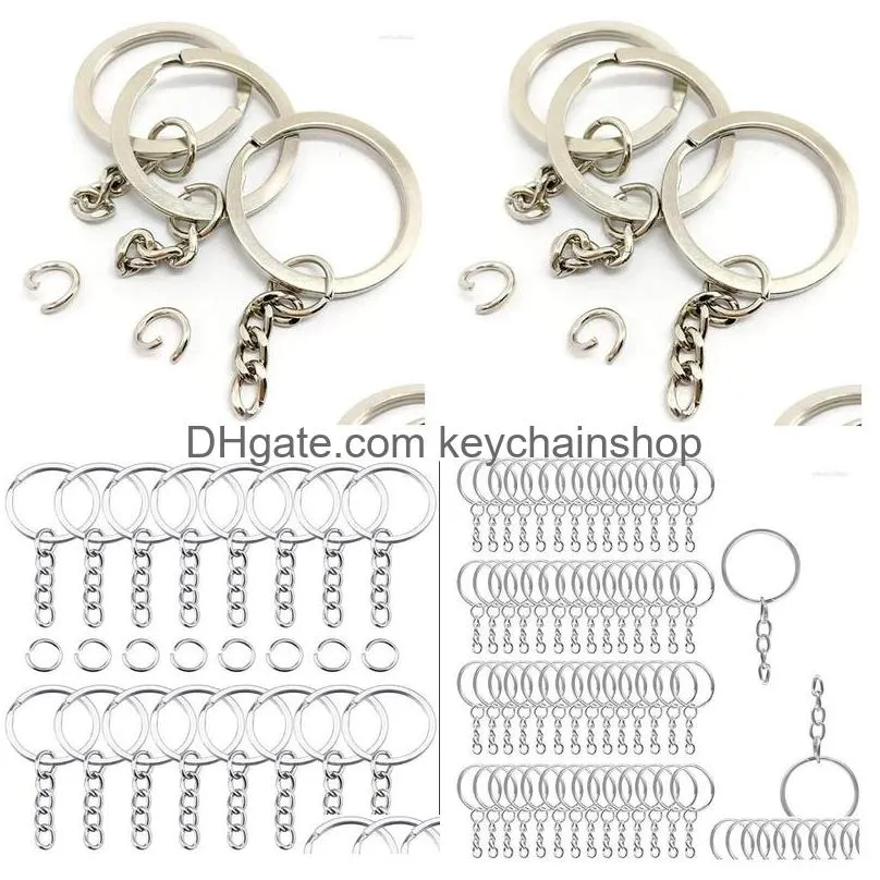 Keychains & Lanyards Keychains Keyring Keychain Split Ring 100Pcs Metal Blank Rings Keyfob Key Pendant Chains Drop Delivery Fashion A Dhm0A