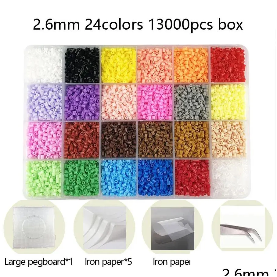 Blocks 24/48/72 Colors Box Set Hama Beads Toy 2.6/5Mm Perler Educational Kids 3D Puzzles Diy Toys Fuse Pegboard Sheets Ironing Pa Dro Dhawd