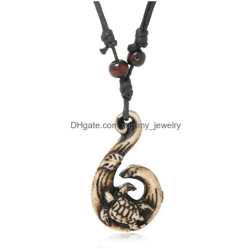 Pendant Necklaces Animal Ocean Wave Sea Turtle Necklaces Adjustable Long Chain Resin Fashion Jewelry For Women Men Gift Drop Delivery Dhu0H