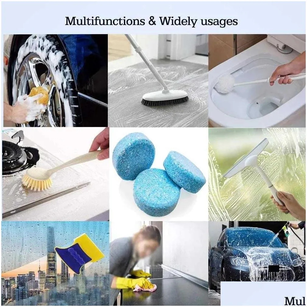 Windshield Wipers New 5/10/20/40/100Pcs Solid Cleaner Car Windsn Wiper Effervescent Tablets Glass Toilet Cleaning Accessories Drop Del Dhlh4