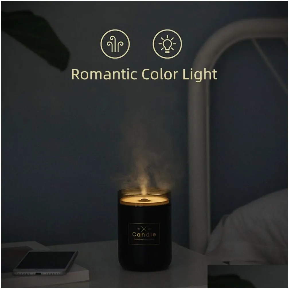 Aromatherapy Drop Ship Epack Candle Air Humidifier Romantic Trasonic Soft Light Usb  Oil Diffuser Car Purifier Aroma Anion Mi Dhzyn