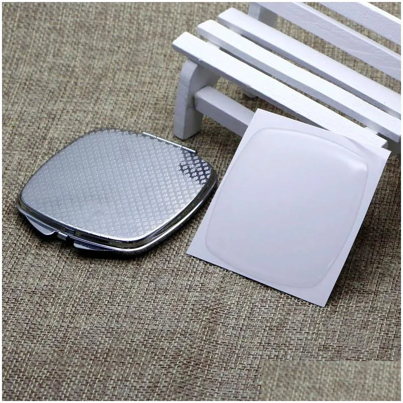 Compact Mirrors Sier Rec Compact Mirror Blank Magnifying Pocket With Epoxy Sticker6818524 Drop Delivery Health Beauty Makeup Makeup To Dhlka