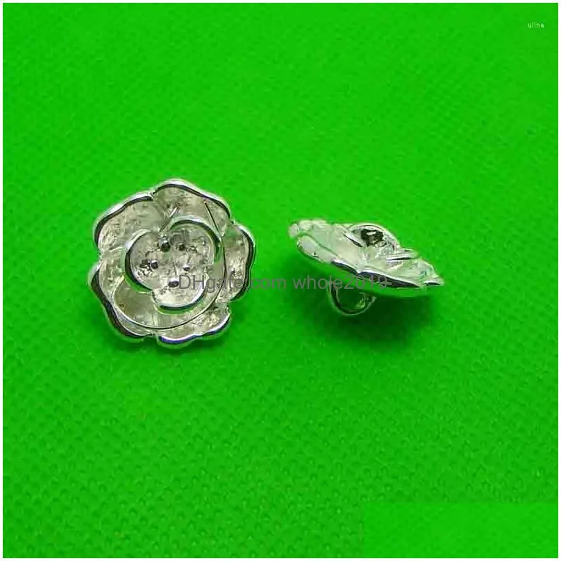 Charms 12Pcs Lot 20Mm Vintage Rose Flower Floral Coat Metal Shank Sewing Buttons Decorative Carving Buton Bouton Scrapbooking Botones Dhw3I