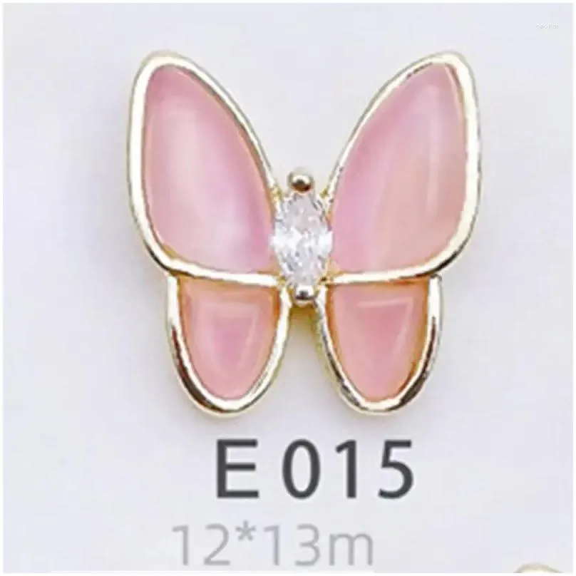 Nail Art Decorations Bag Alloy Zircon Butterfly Jewelry Rose Gold Sier 3D Cat Eye Stone Butterflies Accessories Drop Delivery Dhqbx