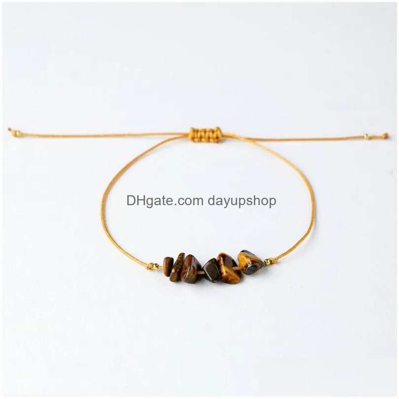 Chain Irregar Crystal Natural Chip Stone Bracelet Rope Adjustable Braided Gravel Gemstone Beaded Bracelets For Drop Delivery Jewelry Dhtra