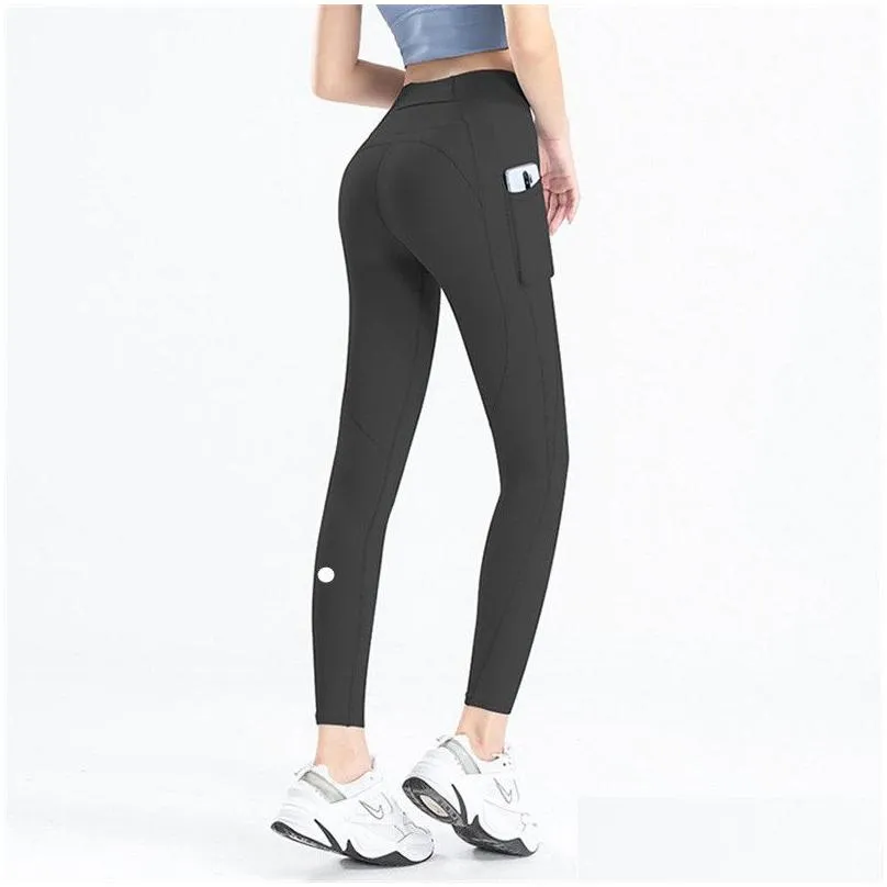 Yoga Outfit Ll Women Yoga Leggings Pants Fitness Push Up Exercise Running With Side Pocket Gym Seamless Peach Butt Drop Delivery Sport Dh85V
