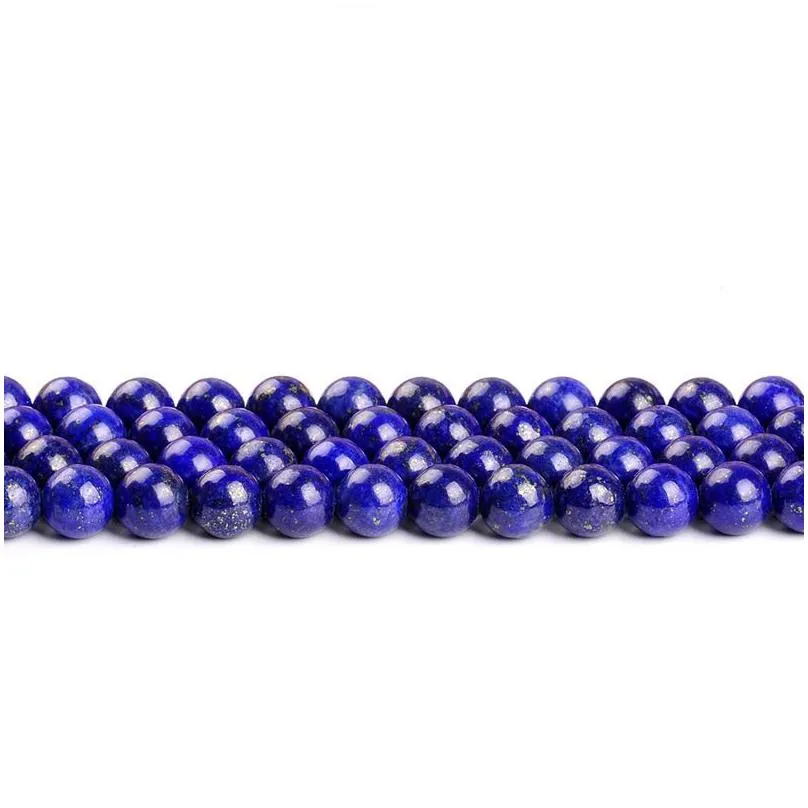 Lapis Lazuli Natural Lapis Lazi Round Loose Beads 4-12 Mm Gemstone For Earring Bracelet And Necklace Diy Jewelry Making Men Drop Deli Dh7Ck