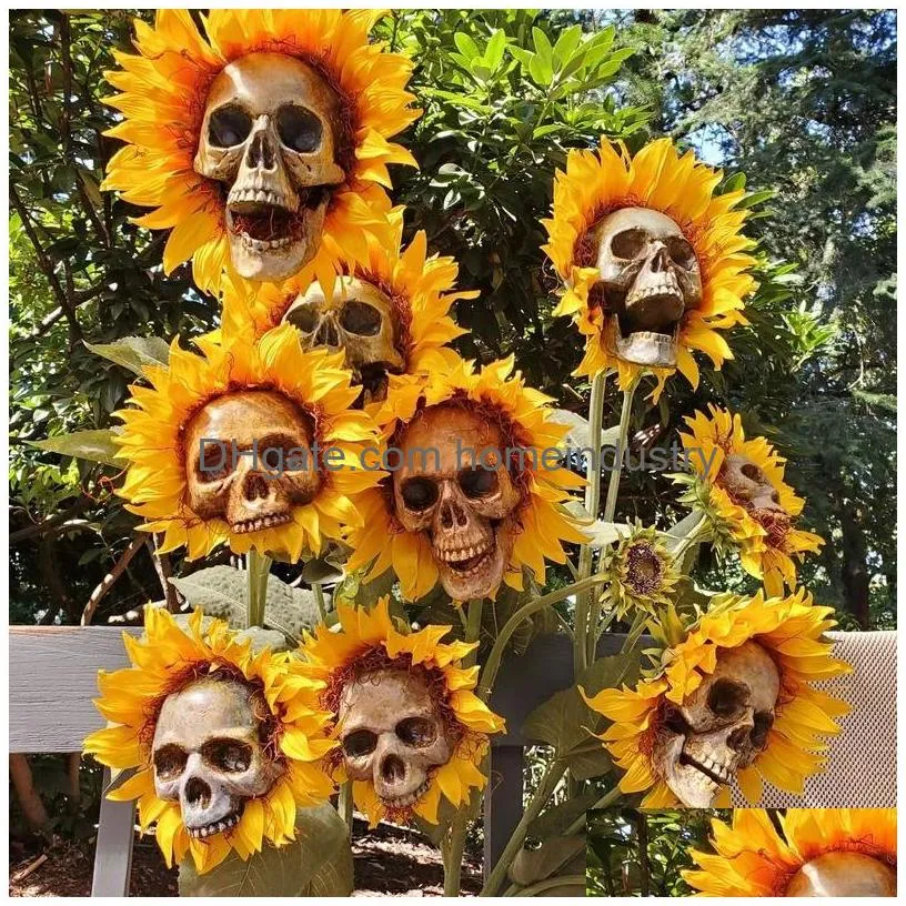 Party Decoration Other Event Supplies 1Pc Skl Artificial Sunflower Halloween Horror Home Garden Artifical Flower Ornament Drop Delive Dhtht