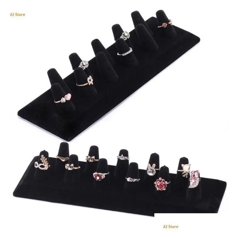 Jewelry Pouches, Bags Jewelry Pouches Bags J78F Black Cute Finger Tip Mountail Ring Display Holder Resin Storage Organizer Stand Showc Dhbav