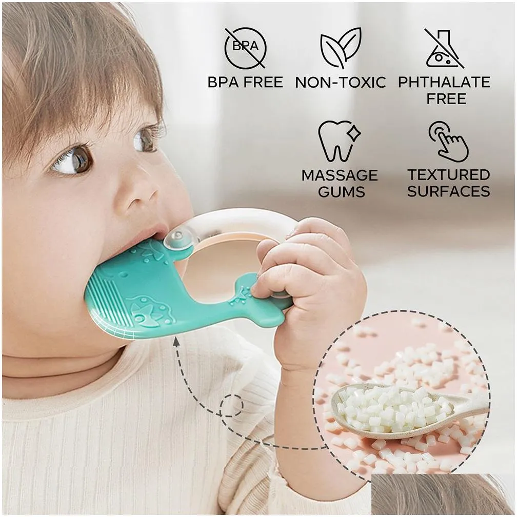 Intelligence Toys Bc Babycare 10Pcs Baby Rattles Teether Set Infant Shake Rattle Play Chewing Sile Montessori Toy 0-6 Months Gift Dro Dhlet