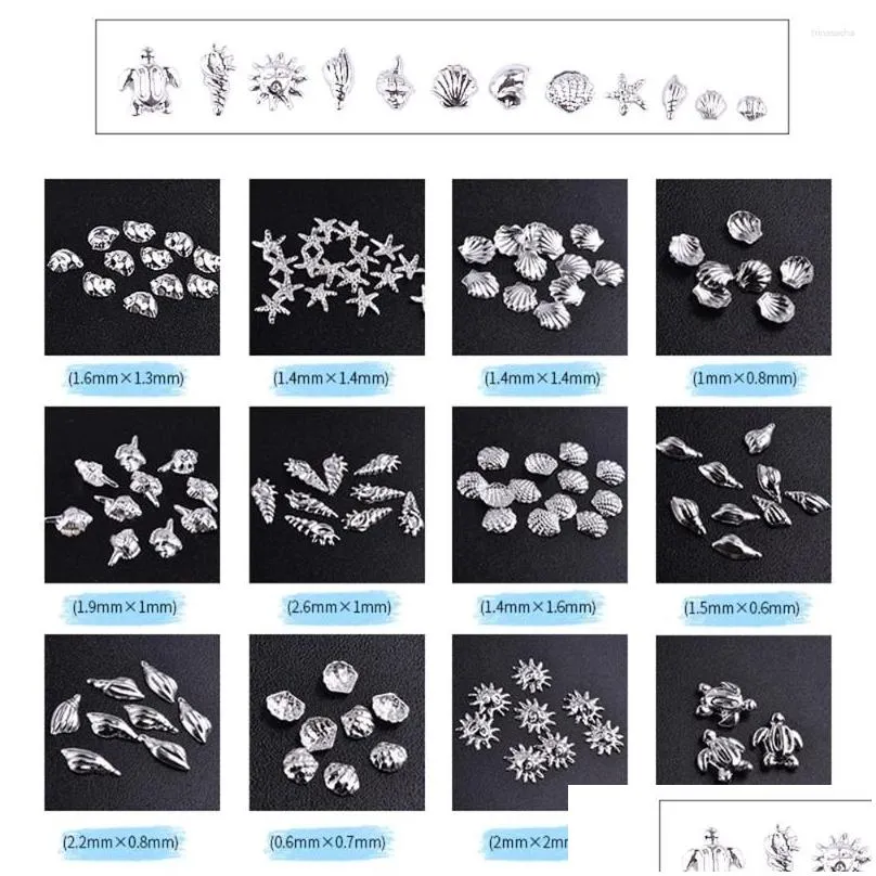 Nail Art Decorations Fashion Metal Sea Animal Stickers For Nails Cute Shell Shape Manicure Drop Delivery Dhs76