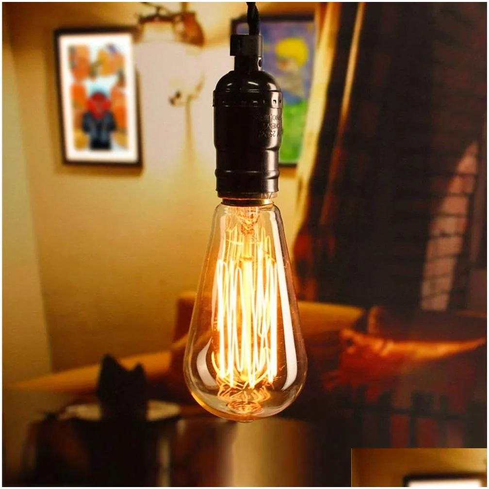 Led Bulbs Brelong E27 Dimming St64 40W Retro Edison Tungsten Light Bb Transparent Glass Incandescent Squirrel Cage Design Ac220V Ac110 Dhl4X