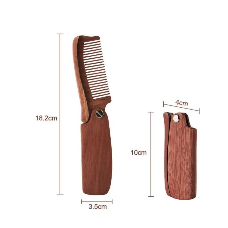 professional beard comb greenred sandalwood folding beard grooming tools comb men women wooden hair brushes1983252