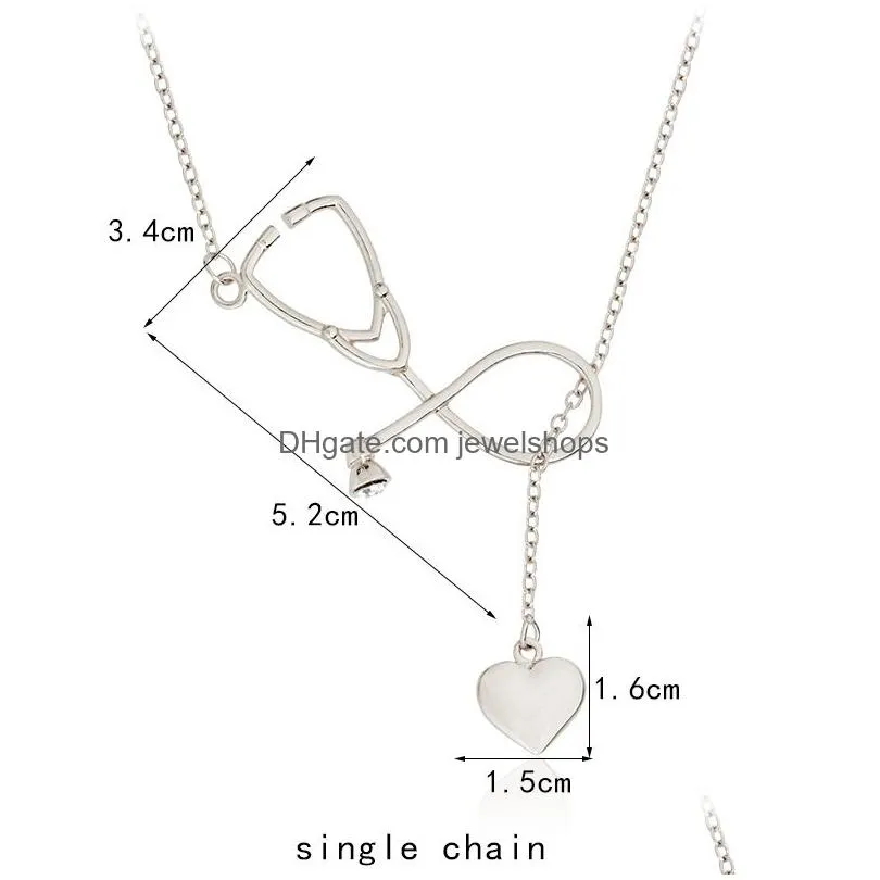 Pendant Necklaces Fashion Simple Heart Stethoscope Necklaces For Women Doctor Nurse Medical Pendant Gold Sier Chain Jewelry Gift Drop Dhpix